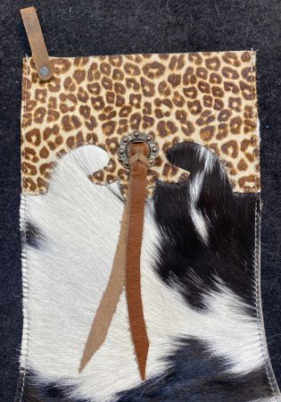 Showman Black and White Cowhide Christmas Stocking – Cheetah Cuff #2